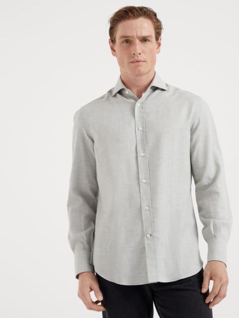 Brunello Cucinelli Cotton and cashmere twill basic fit shirt with spread collar