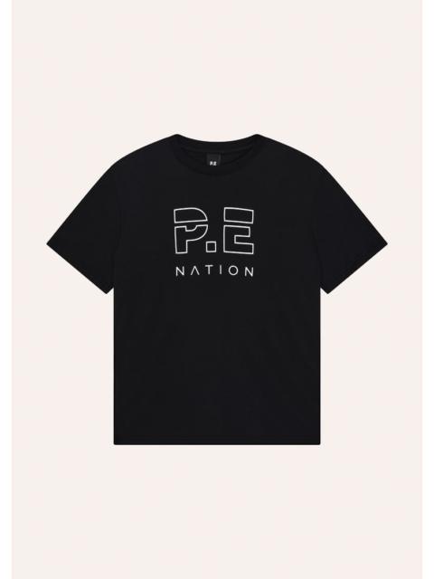 P.E NATION HEADS UP TEE IN BLACK & OPTIC WHITE