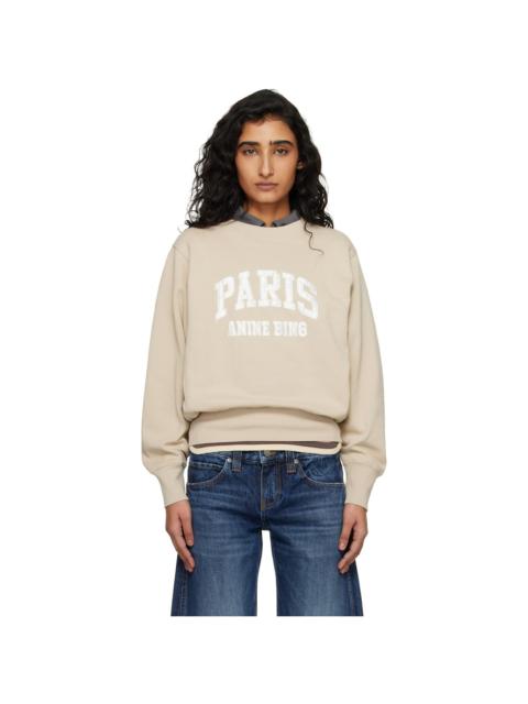 ANINE BING Beige Harry Shrunken Paris Sweatshirt