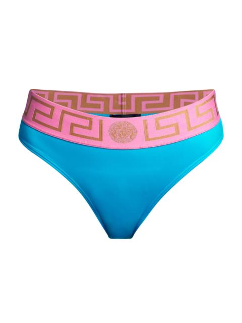 VERSACE Women's Greca Border Bikini Briefs - Mediterranean Blue Flamingo