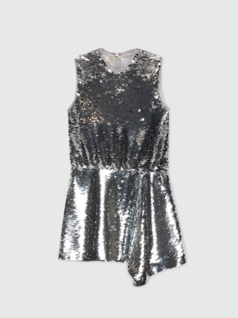 MSGM Silver asymmetrical sequin dress.