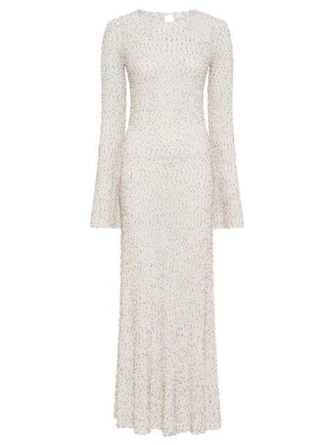 GABRIELA HEARST Chandra Knit Maxi Dress in Ivory Multi Beaded Cashmere Silk