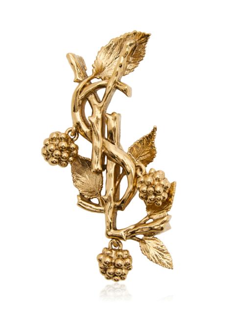 SAINT LAURENT YSL Mulberry Metal Brooch gold