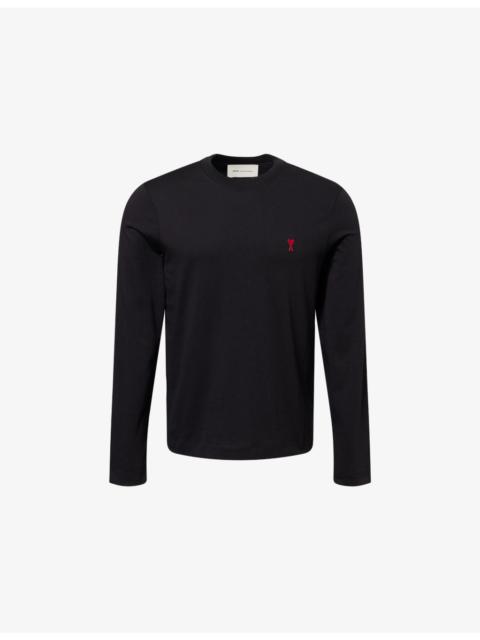 AMI Paris Logo-Embroidered Cotton-Jersey T-shirt