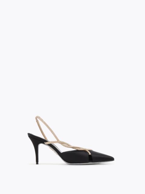 RENE CAOVILLA BRAID BLACK AND GOLD SLINGBACK 80