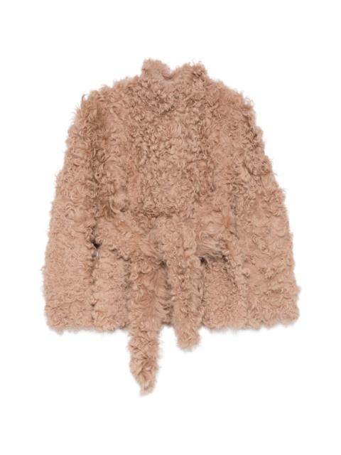 NOUR HAMMOUR Elsa belted fur coat