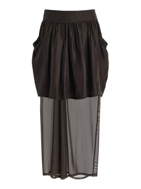 Lemaire Double-Layer Silk Midi Skirt brown