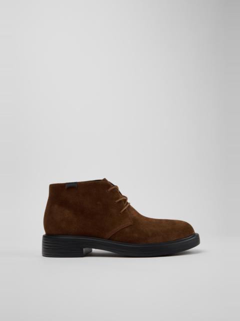 CAMPER Dean Brown Suede Ankle Boots for Men.