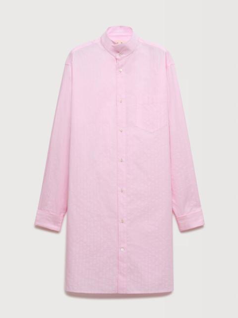 Marni PINK POPLIN LONGLINE SHIRT WITH RAISED STRIPES