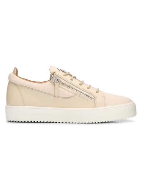 Giuseppe Zanotti Men's Double-Zip Low-Top Sneakers - Yogurt