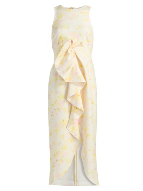 KIKA VARGAS Women's Liv Peony Ruffle Midi-Dress - Yellow