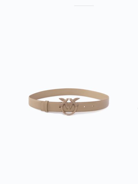 PINKO LEATHER BELT WITH MATTE LOVE BIRDS BUCKLE