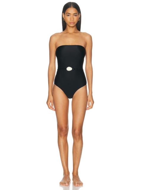 ADRIANA DEGREAS Belted Strapless One Piece Swimsuit