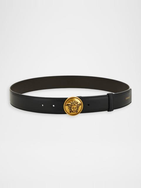 VERSACE JEANS COUTURE Men & apos;s Leather Medusa-Buckle Belt