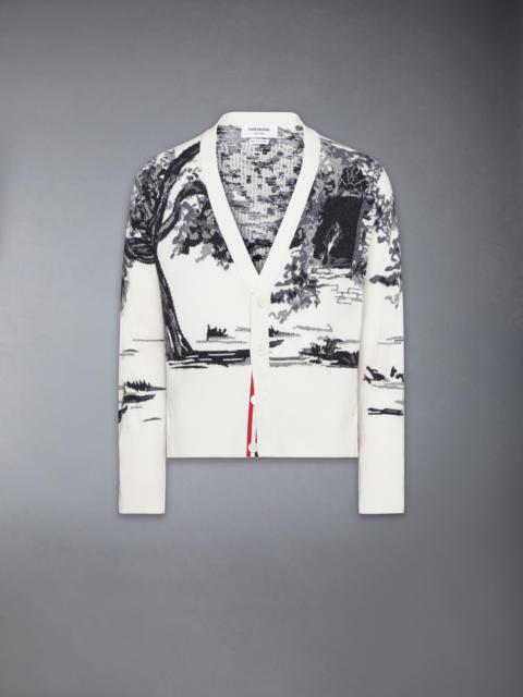 Thom Browne CASHMERE JERSEY INTARSIA HECTOR TOILE CARDIGAN