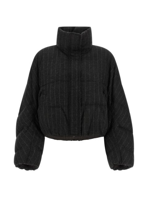 Brunello Cucinelli Micro Sequin Pinstriped Crop Down Jacket