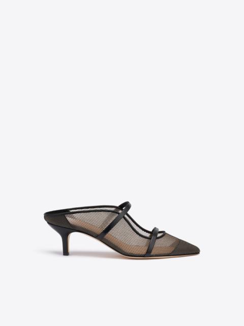 MALONE SOULIERS Maureen 45 Black Mesh Kitten Heel Mules