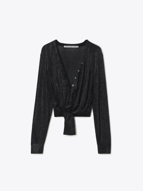 Alexander Wang crystal hotfix knotted deep v-neck cardigan
