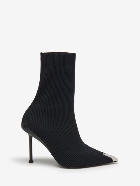 Alexander McQueen Women's Slash Knit Boot in Black/silver