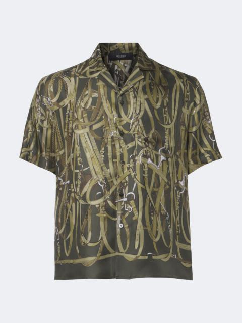 GUCCI Printed silk twill bowling shirt