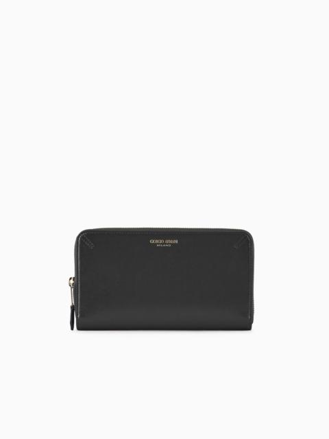 GIORGIO ARMANI Palmellato leather la Prima wallet with wraparound zip
