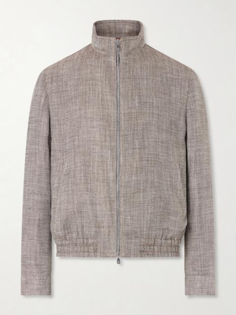 Brunello Cucinelli Herringbone Bomber Jacket