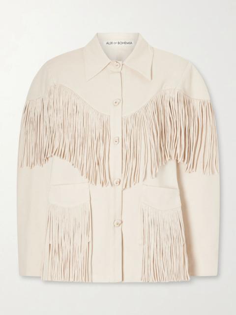 ALIX OF BOHEMIA Jude fringed cotton-canvas jacket Off-white