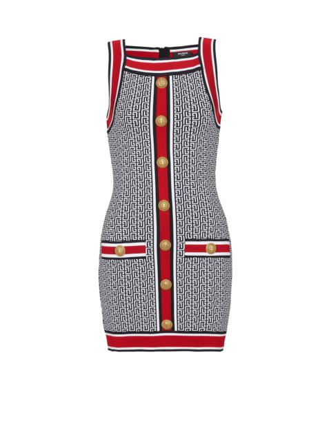 Balmain Short monogrammed knit dress