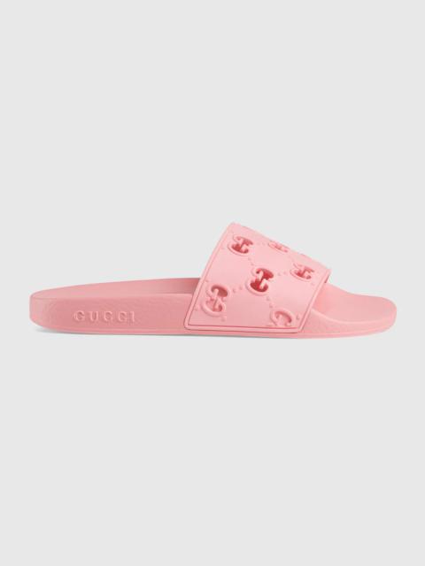 GUCCI Women's rubber GG slide sandal