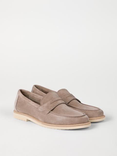 Brunello Cucinelli Reversed calfskin lightweight penny loafers