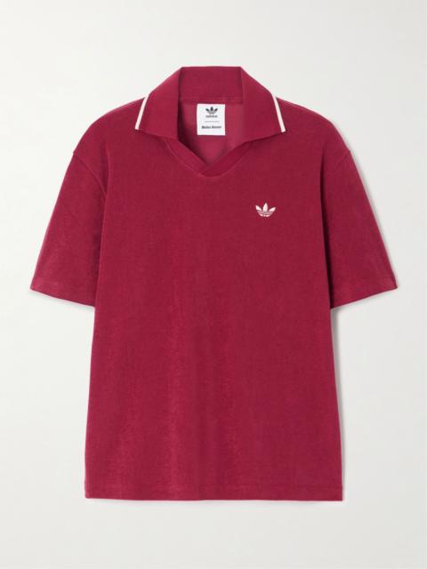 adidas Originals + Wales Bonner embroidered cotton-blend terry polo shirt Red