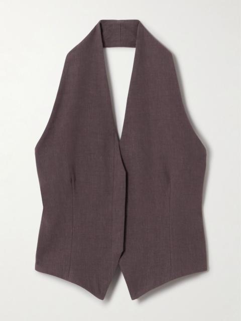 cortana Umbra stretch-wool, organic cotton and hemp-blend halterneck vest Purple