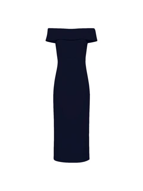 REBECCA VALLANCE Amore Off Shoulder Midi Navy