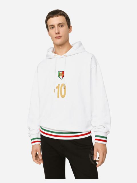 Jersey hoodie with patch