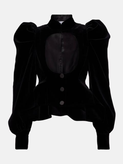 Alexander McQueen Cutout ruffled cotton velvet jacket