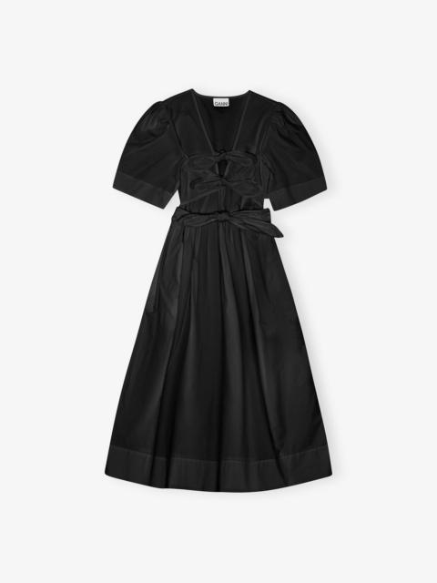 GANNI BLACK STRETCH COTTON DRESS