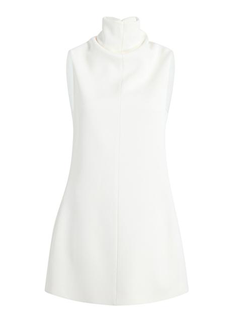 KHAITE Daria Turtleneck Crepe-Satin Mini Dress off-white