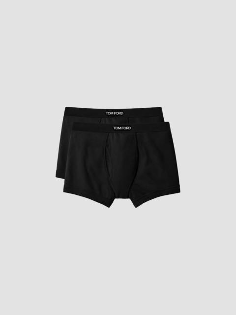 TOM FORD Men's 2-Pack Stretch-Cotton Logo Boxer Briefs - Black