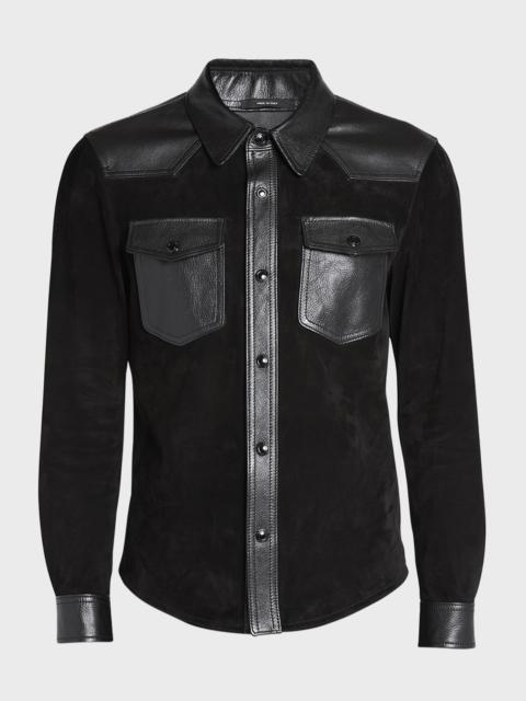 Men's Suede and Leather Western Overshirt