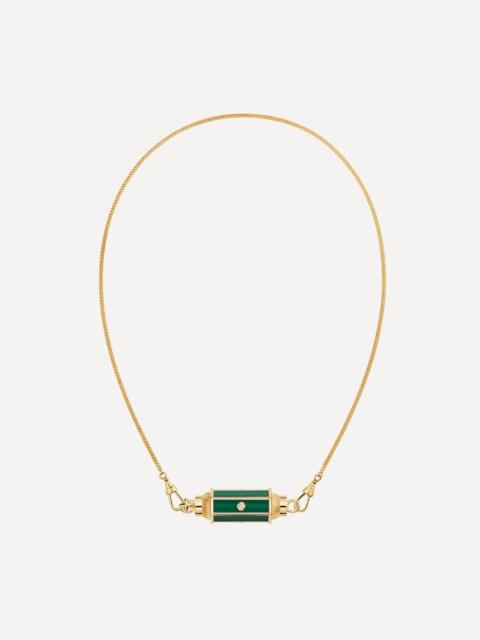 MARIE LICHTENBERG 18ct Gold Diamond Malachite Baby Locket Necklace