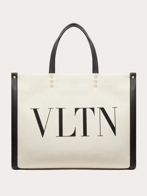 Valentino SMALL VLTN PRINT CANVAS TOTE BAG