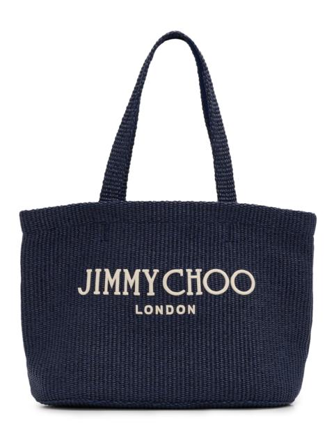 JIMMY CHOO Women's Riviera Capsule Logo-Embroidered Raffia Beach Tote Bag - Marine