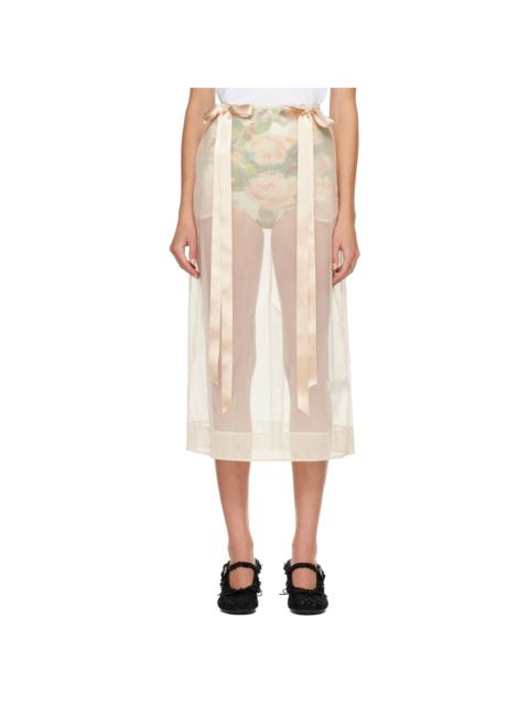 Simone Rocha Beige Sheer Bow Ribbon Pencil Midi Skirt