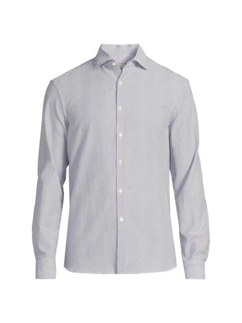 Canali Men's Seersucker Sport Shirt - Blue