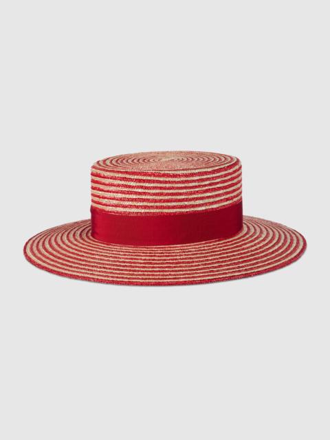 GUCCI Striped raffia wide-brimmed hat