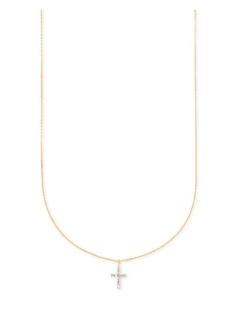KENDRA SCOTT Cross 14k Yellow Gold Pendant Necklace in White Diamonds