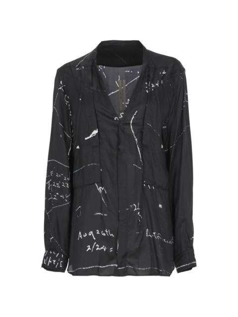 Rick Owens printed V-neck shirt