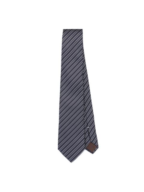 stripe-pattern silk tie