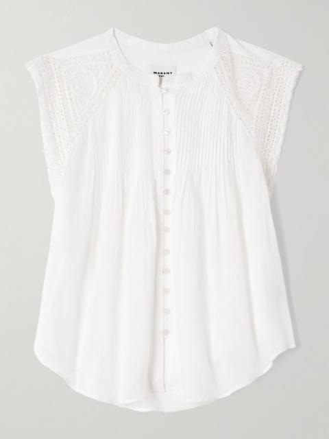 Isabel Marant Étoile Gresia crochet-trimmed pintucked cotton-voile top White