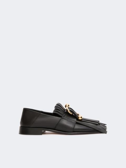 Sportmax ANGIZIA Fringed Nappa leather moccasins - BLACK